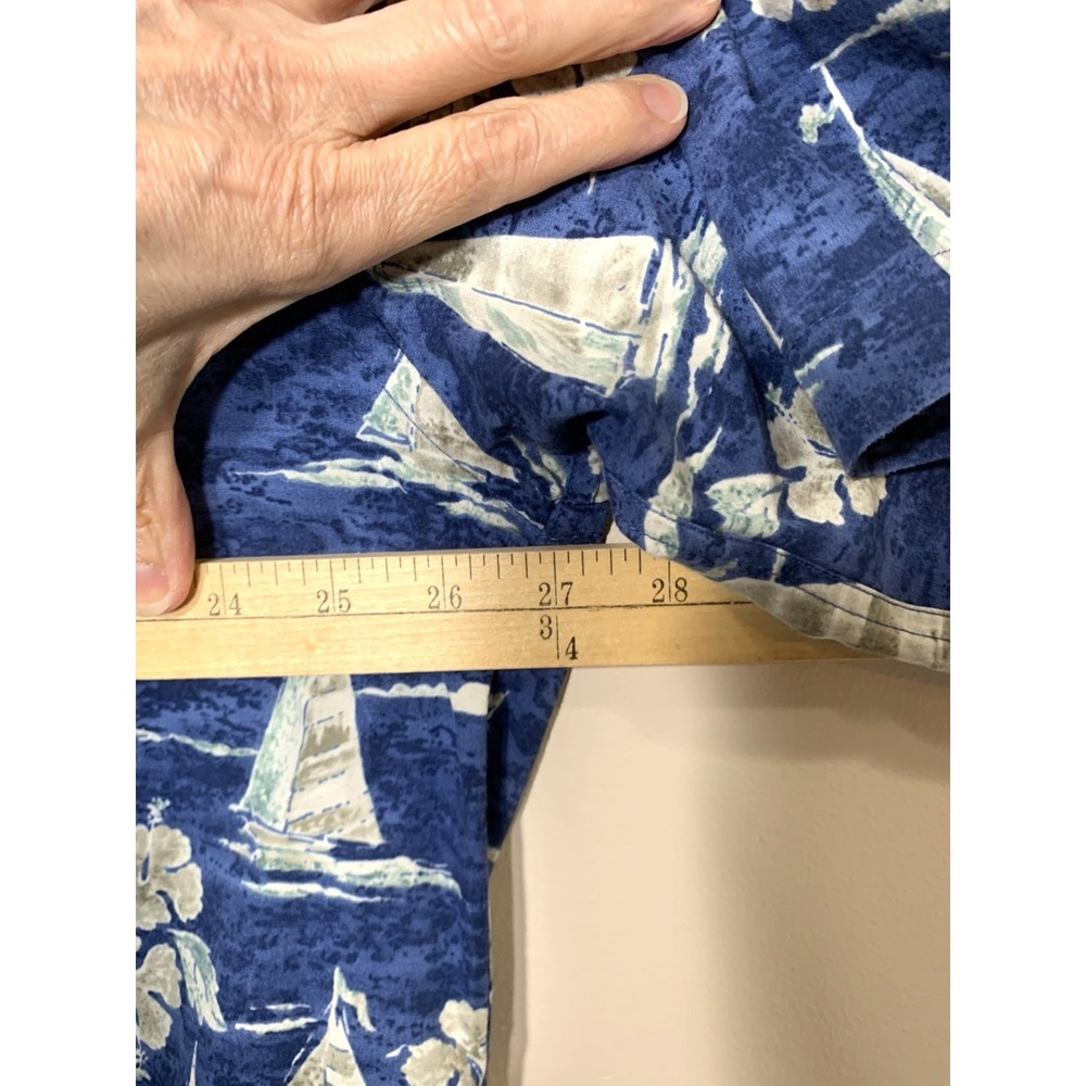 Pierre Cardin Hawaiian Shirt Mens 2XL Blue Sailboat 100% Cotton Vintage Korea - Picture 5 of 8